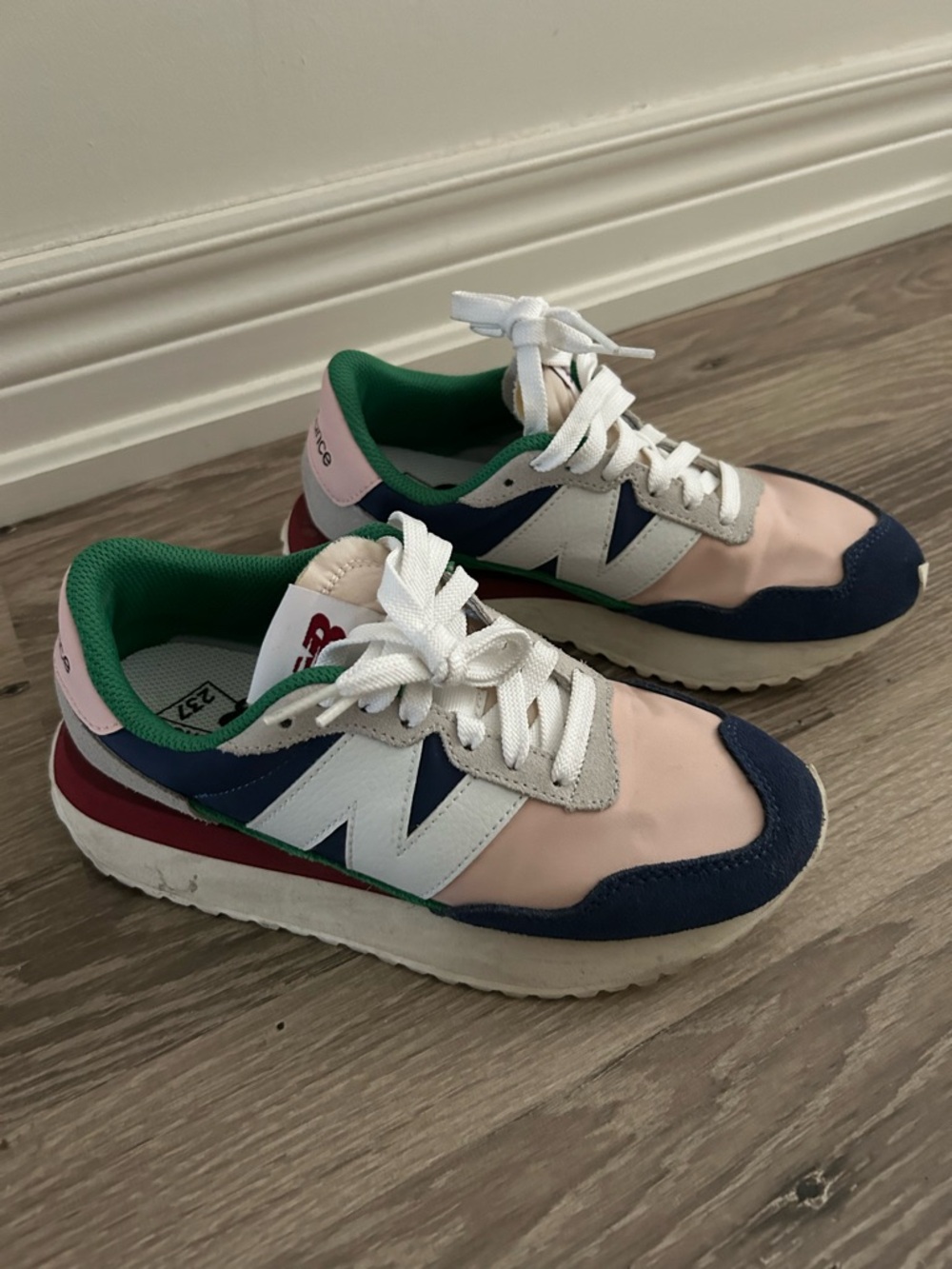 New Balance White Green Yellow Accent Sneakers